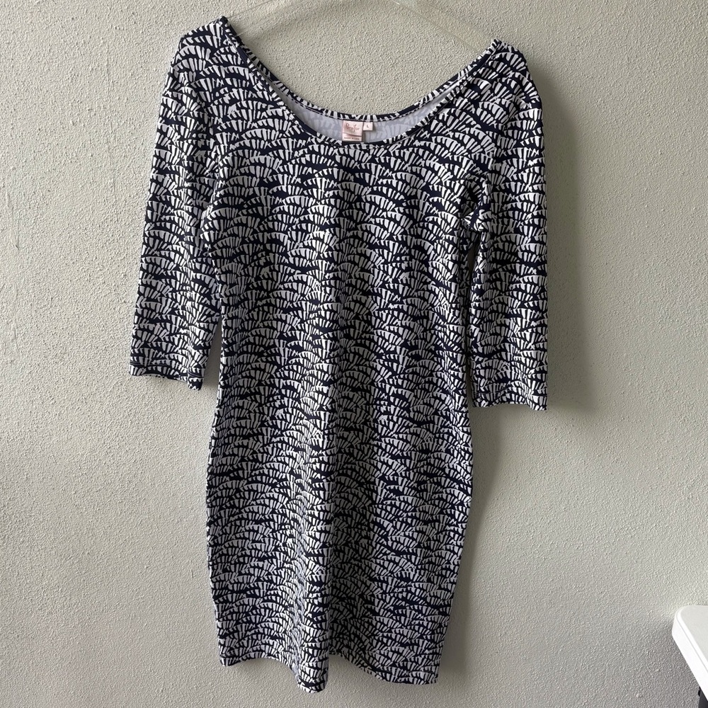 Persifor Kilpatrick Scoop‎ Neck Size L Navy White Stretch Sleeve Beach Nautical